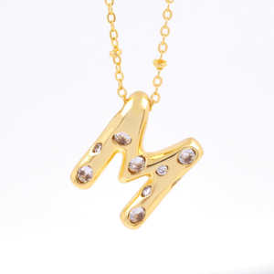 26字母项链饰品女A ~ Z首字母个性化定制泡泡字母名称锆石魅力吊坠项链饰品男 - Product Image 5