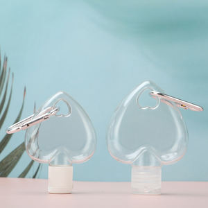 Botella Portátil de 50ml 60ml 70ml con Forma de Corazón, de Plástico PET No Tóxico, con Tapa Abatible y Mosquetón para Llavero, para Desinfectante de Manos - Product Image 3