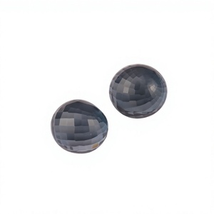 Pierres précieuses en topaze bleue de Londres naturelle certifiée par un tiers, marque GOPIKA, taillées en boules à facettes, 8 mm, trou de 1 mm, pierres en vrac, vente en gros - Product Image 2