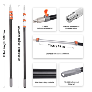 4 Sections Flip Lock Extendable Aluminum Telescopic Pole 98-320cm Multi Purpose <strong>Paint</strong> <strong>Roller</strong> Factory Direct Supply - Product Image 2