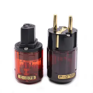 Electrical Power Jack YIVO OEM Factory Sale Pure Copper Plating Gold EU Version Audiophile 2 Pin Female Male Connectors Plugs