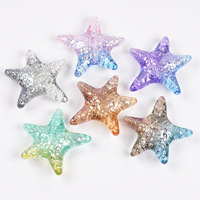 Perles acryliques transparentes dégradées brillantes UV en forme d'étoile de mer 35x39mm avec trou - Série Océan Breloques DIY pour chaînes de téléphone (vente en gros)