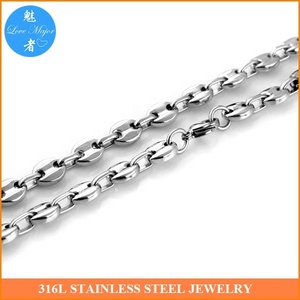 9ミリメートルHigh Quality Mens Womens Stainless Steel <span class=keywords><strong>Silver</strong></span> Coffee Bean Beads Chain Necklace - Product Image 4