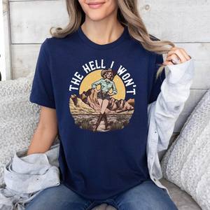 T-shirt da donna retrò girocollo a maniche corte 100% cotone stampato stile casual per tutte le stagioni - Product Image 2