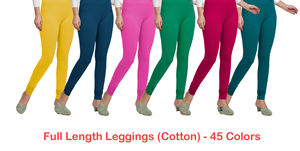 Yellow Cotton Leggings Women Full-Length Soft Stretch Slim Fit Workout Yoga Gym Fitness Active Daily Pants - Product Image 6