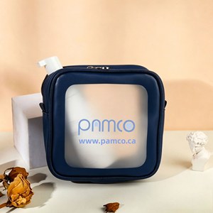 Bolsa de Aseo Transparente de PU Azul Marino para Viaje, Bolsa Impermeable con Cierre para Cosméticos, Bolsa de Almacenamiento para Kit de Seguridad Sexual - Product Image 1