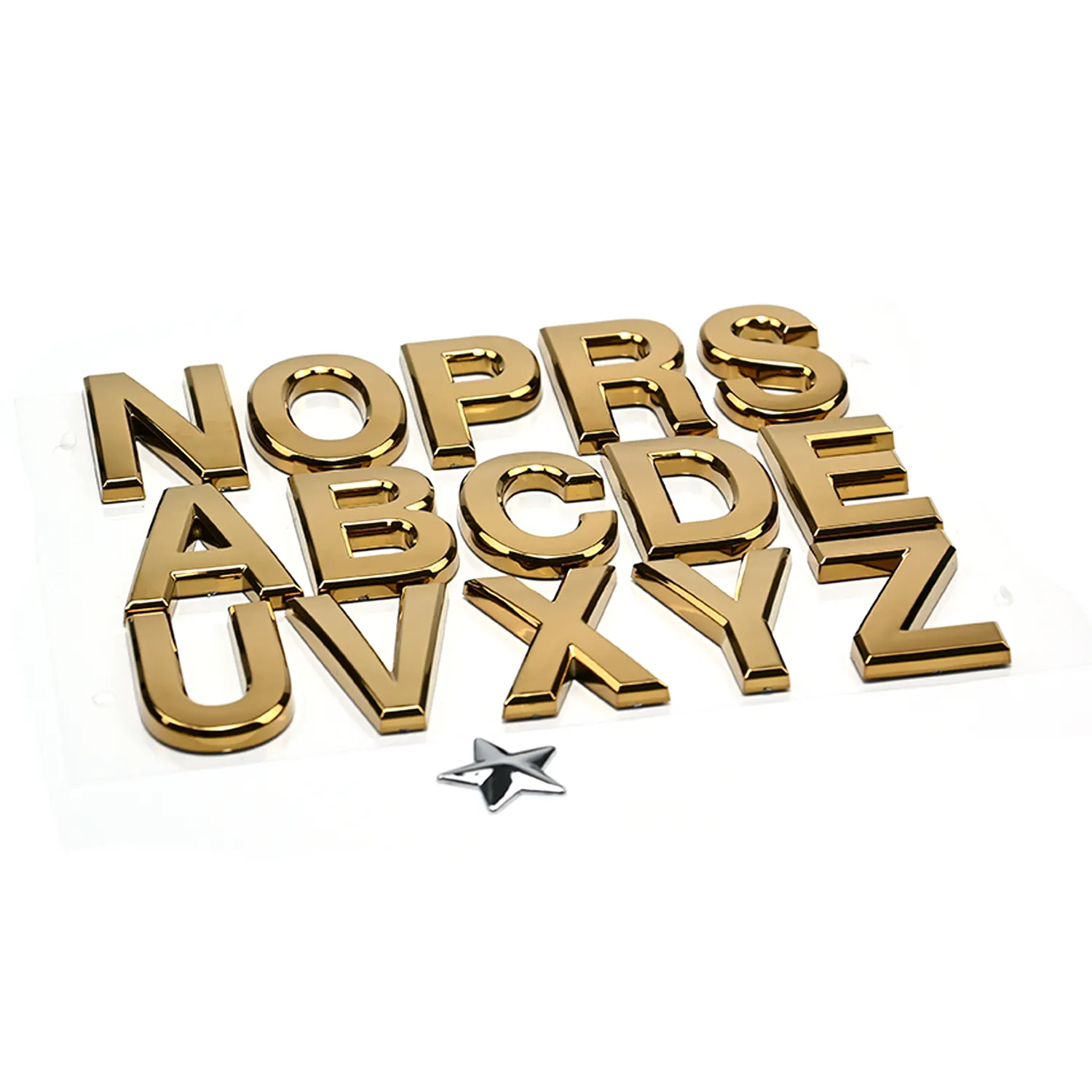 Großhandel kundendefinierte silberne goldene schwarze Chrome-Kopfbuchstaben-Logoaufkleber mit Selbstklebstoff für Auto-Emblem