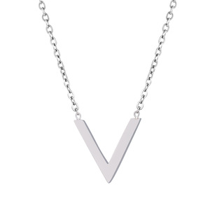 Custom Letter V <b>Titanium</b> Steel Clavicle <b>Chain</b> Necklace For Women Minimalist Geometric Design Gift Jewelry - Product Image 5