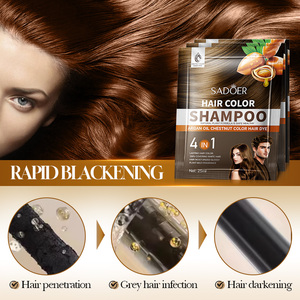 SADOER Fornitura Diretta dalla Fabbrica Shampoo Colorante per <span class=keywords><strong>Capelli</strong></span> all'Olio di Argan Marrone Castagna Facile <span class=keywords><strong>da</strong></span> Usare Copertura Rapida dei <span class=keywords><strong>Capelli</strong></span> Grigi 25ml X 10pz Confezione - Product Image 5