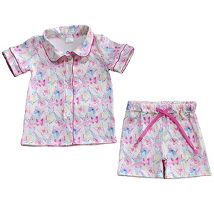 Completo <span class=keywords><strong>pigiama</strong></span> per bambina con stampa a farfalla, set di abbigliamento da notte per sorelle, all'ingrosso - Product Image 1