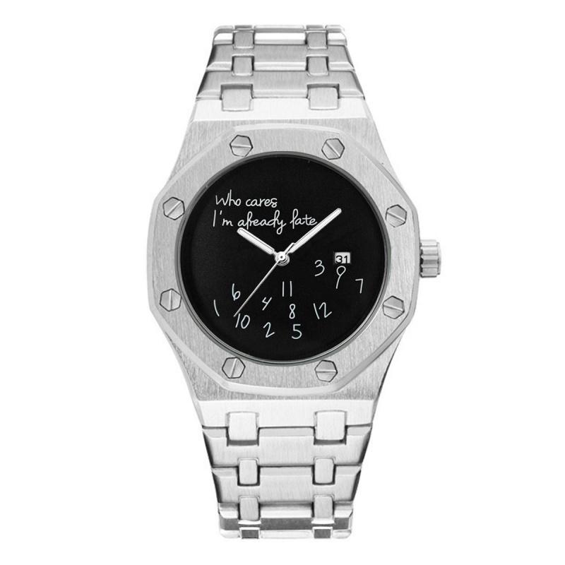 Cinturino argento + quadrante nero