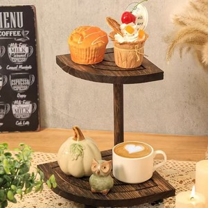 Solid <b>Wood</b> <b>Storage</b> <b>Rack</b> 20x26x23cm 2 Tier Durable Rectangular Standing Organizer For Home Living Room Miscellaneous Items - Product Image 2