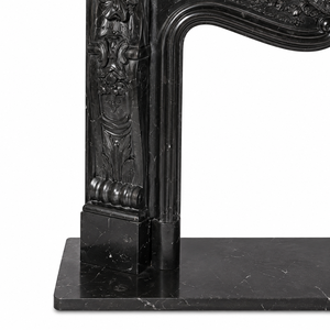 Traditional Marble <b>Fireplace</b> Mantel With Ornate Carving Black Jade marble Stone Indoor Wood Burning Hearth For Dining Room - Product Image 5