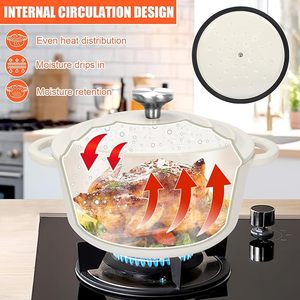 Geling giá tốt nhất không dính gang kem trắng Cookware <span class=keywords><strong>sets</strong></span> nhà máy bán buôn thép không gỉ nhà bếp chậu và chảo Bộ - Product Image 3