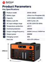 Centrale Électrique Portable OEM 2000W 3200Wh au Lithium Fer Phosphate, Générateur Solaire à Onde Sinusoïdale Pure pour Camping-Car, Voyage, Extérieur et Urgences
