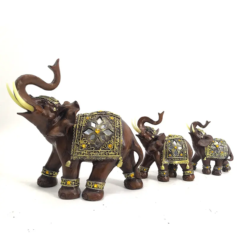 Gk 맞춤형 숙련 된 수지 코끼리 가정 장식 선물 동물 코끼리 동상 수지 공예 거실 테이블 장식