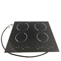 Table de cuisson électrique encastrable à 4 brûleurs avec commande tactile LED, double éléments chauffants, plaque vitrocéramique radiante