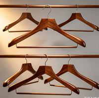 Cintre en bois massif de luxe en noyer et hêtre, à un seul niveau, pour pantalons, avec clip Lotus, pour hôtel, avec logo personnalisé