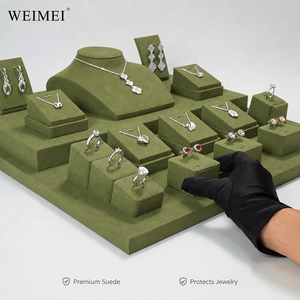 WEIMEI Présentoirs en velours vert olive pour colliers, bracelets, boucles d'oreilles et bagues, pour boutiques, magasins de cadeaux et vitrines de bijouterie - Product Image 2