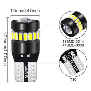 Ampoule LED T10 W5W 194 501 3014 3030 Super Lumineuse Canbus, Nouvelle, Rouge, Ambre, Blanc, Jaune, Éclairage Intérieur Automobile - Product Image 3