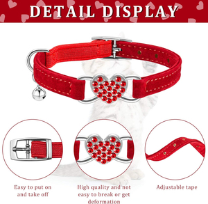 Collar Clásico Ajustable con Diamantes <span class=keywords><strong>de</strong></span> Imitación en Forma <span class=keywords><strong>de</strong></span> Corazón y Campana <span class=keywords><strong>para</strong></span> Gatos y <span class=keywords><strong>Perros</strong></span> Pequeños y Medianos - ¡Gran Oferta! - Product Image 5