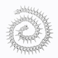 RENQING Factory DIY Alliage et Strass Hip Hop Glacé 18mm Épines Chaîne Cubaine Collier