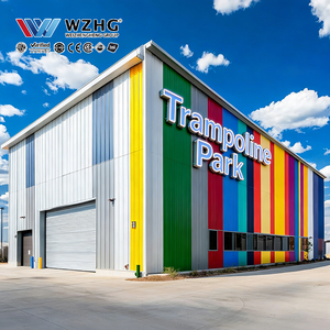 เมกะแทรมโพลีนพาร์ค อาคารเหล็ก 8000 ตารางฟุต ได้รับอนุญาตความสูง 9 เมตร สนามกลางแจ้ง ผู้เชี่ยวชาญด้านโครงสร้างคานขนาด 30x50 เมตร - Product Image 1