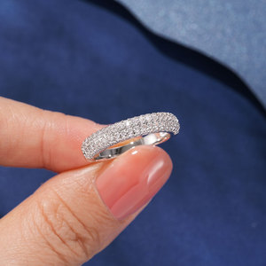 Sáng bóng sang trọng 5A Cubic Zirconia Micro Pave cổ điển không thấm nước mạ Vàng cụm Iced out hiphop nhẫn cho phụ nữ và nam giới - Product Image 6