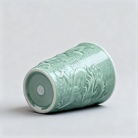 Taza de Té de Porcelana Ru Kiln de Lujo de 330 ml, Hecha a Mano, Color Verde Menta, Taza de Café de Cerámica China con Diseño de Dragones