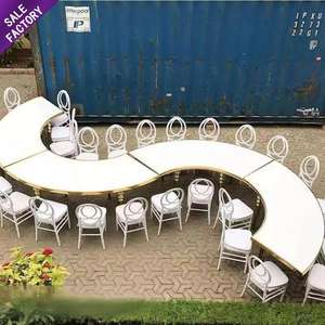 Muebles para Banquetes de Boda en Hoteles, Juego de Mesa de Comedor con Cubierta de Vidrio en Forma de S de Acero Inoxidable, Sillas para Mesa de Comedor - Product Image 1