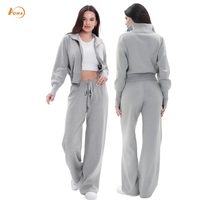 Aoyema Nouvelle Collection Hiver – Ensemble 2 Pièces Tricoté Décontracté pour Femme : Pantalon Évasé et Haut Ajusté pour le Sport et la Détente