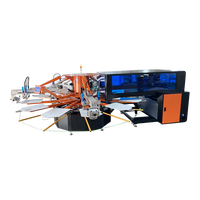 Imprimante d'écran en soie de T-shirt automatique numérique hybride de 4 couleurs et 12 stations avec le sécheur automatique de flash d'IR de 4pcs avec le capteur