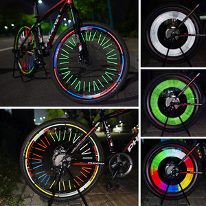 Salut Vis 75mm argent couleurs réfléchissantes Pvc rayures vélo a parlé couverture montage Clip Tube route sécurité cyclisme vélo roue réflecteur - Product Image 5