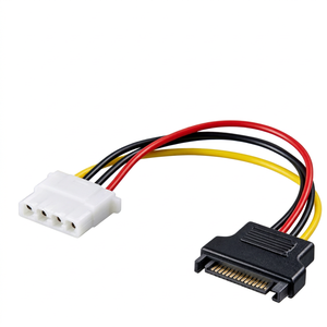 อะแดปเตอร์จ่ายไฟ PC SATA 15 พิน IDE 4 พินสายเชื่อมต่อหญิงสายไฟฉนวน PVC สำหรับเดสก์ท็อปคอมพิวเตอร์ฮาร์ดไดรฟ์ดีวีดีรถจักรยานยนต์ - Product Image 1