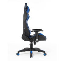 Chaise de bureau en cuir noir et bleu de style racer pour configuration PC, hauteur réglable, chaise de jeu multifonctionnelle, robuste