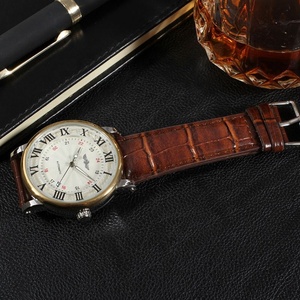 Montre pour homme rétro, mode décontractée, bracelet en cuir, entièrement automatique, mécanique, pour affaires, possibilité de personnalisation du logo - Product Image 4