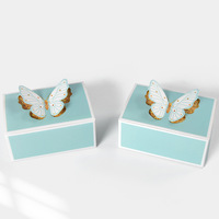 Boîte à bonbons papillon 3D pliable créative, boîte cadeau en papier carrée, boîte à dessert, décoration de fête de mariage, boîtes vides pour chocolat