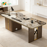 Bureau en marbre Calacatta Viola cannelé moderne MT STONE, sur mesure pour salle à manger, bureau, appartement et hôtel, bureau en marbre blanc