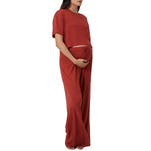Top de maternidad y leggings de bambú, ropa de dormir de manga corta, pijama de maternidad ecológico, Conjunto de pijama de lactancia - Product Image 1