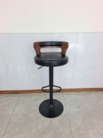 Tabouret de bar vintage pour cuisine, siège rembourré, chaise de bar en bois