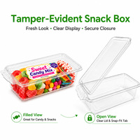 Conteneur en plastique transparent prêt à la vente, sans BPA, en RPET recyclé, avec languette de sécurité pour l'emballage de confiseries, gâteaux et en-cas