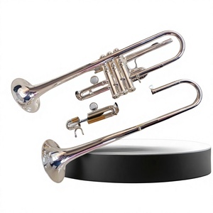 Vente directe usine – <span class=keywords><strong>Trompette</strong></span> double cornet plaquée argent, accordée en Si bémol/<span class=keywords><strong>Mi</strong></span>/Dé, idéale pour les examens de grade et les performances de fanfare - Product Image 1