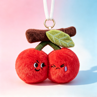 Stylo gel personnalisé en peluche avec pendentif, porte-clés amusant cerise mangue, papeterie étudiante, anti-stress, breloque de sac en forme de fruit, petit ornement suspendu