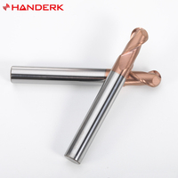 HANDERK haute précision 2 cannelures en carbure de tungstène boule nez fraise ensemble HRC55 Ballnose mèches de fraisage pour outil de coupe CNC