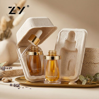 Flacon compte-gouttes rond en verre de luxe personnalisé de 30 ml pour sérum cosmétique et huile essentielle, ensemble en pulpe moulée écologique