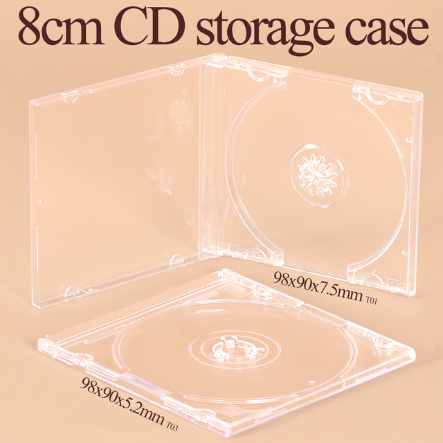 WEISHENG Wholesale 8cm Mini CD Case 5.2mm 7.5mm Slim DVD Jewel Case Blank Transparent Single Disc Case Plastic 80mm CD Holder