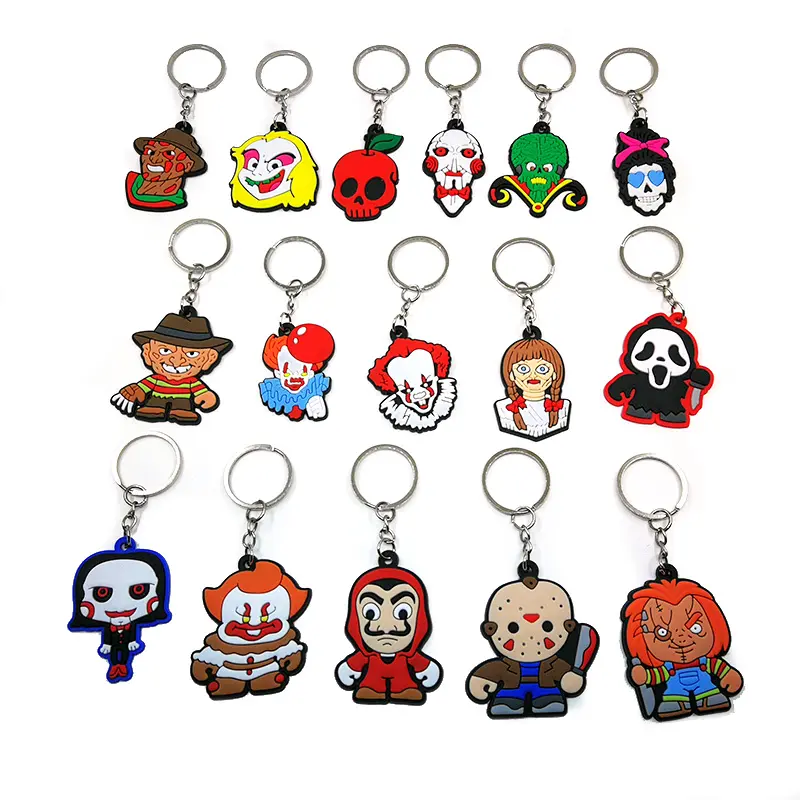 Pvc Keychain Horrible Movies Cartoon Character Key Holder Horror Series Key Rings Fit Women Men Bag Keys Trinket Halloween Gift