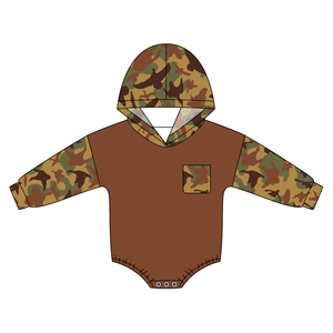 Custom Boutique Camo <b>Cute</b> Baby Boys Hoodie Pocket Romper Toddles Casual Newborn <b>Onesies</b> Wholesale Infant Factory Price Clothes - Product Image 3
