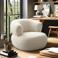 Nordique blanc unique Teddy inclinable bras luxe Boucle cuir chaise longue en cuir inversé paresseux loisirs Club pour chambre salon
