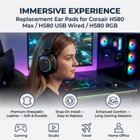 Coussinets d'oreille professionnels en peau d'agneau de remplacement pour casque Corsair HS80 Max HS80 USB filaire HS80 RGB, isolation phonique, mousse à mémoire de forme